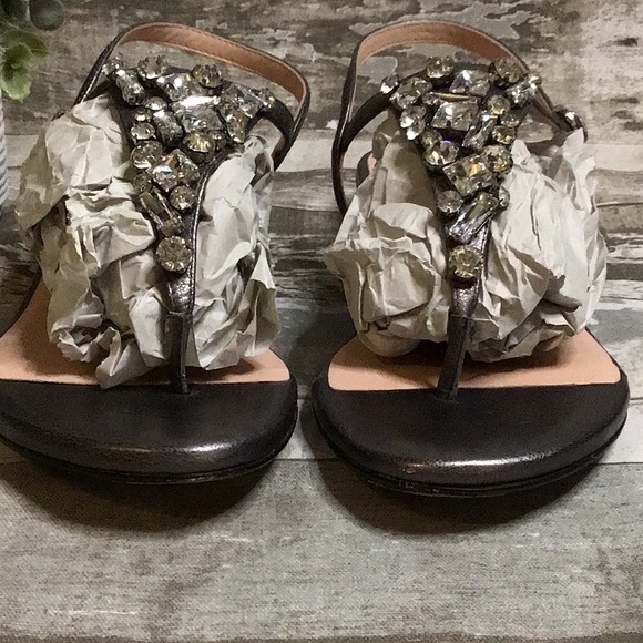 Taryn Rose Dark Silver & Rhinestone Sandals Sz 9 - Picture 3 of 13